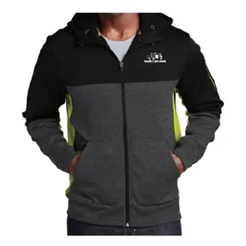The men's full zip hoodie is black and green, perfect for supporting animal welfare organizations in WA.