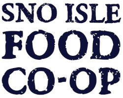 Text saying "Sno Isle Food Co-op" in a distressed font on a white background.