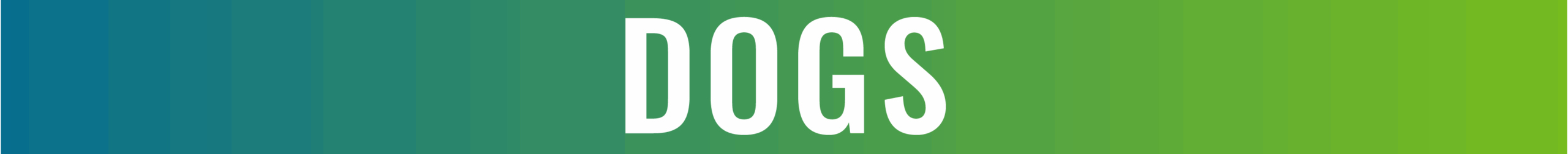 The word "DOGS" appears in large white capital letters on a blue-to-green gradient background, evoking themes of spring pet care and responsible animal care.